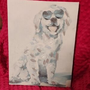 Stylish Dog Wall Art with Heart Sunglasses